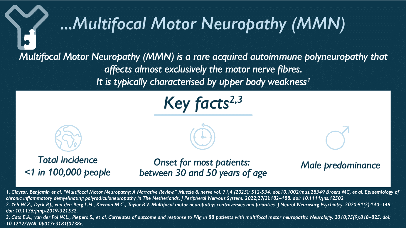 Multifocal Motor Neuropathy (MMN) Multifocal Motor Neuropathy (MMN) is a rare acquired autoimmune polyneuropathy that affects almost exclusively the motor nerve fibres. It is typically characterised by upper body weakness